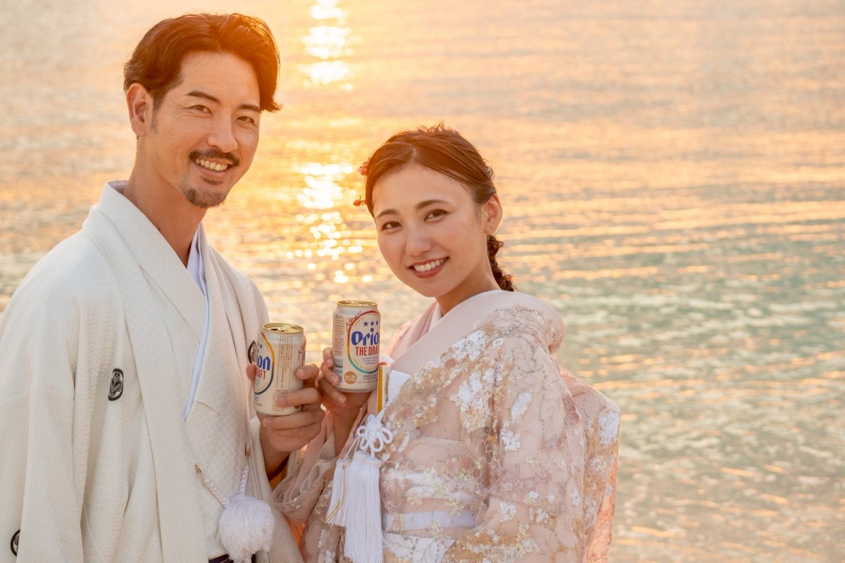 沖縄県和装結婚式ーフォトウェディング乾杯